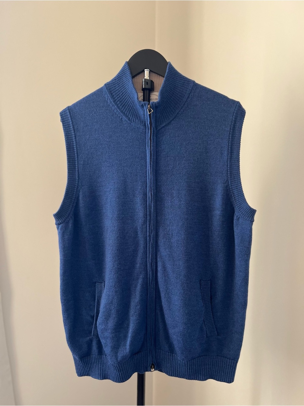 Jacob Miller 100% extra fine merino wool Zip-Front Knit Vest mens L